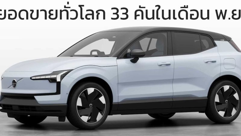 ยอดขายเดือนแรกทั่วโลก 33 คันในเดือนพฤศจิกายน 2023 VOLVO EX30 SUV EV