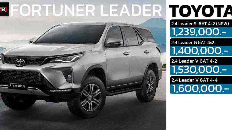 เพิ่มรุ่นเริ่มต้น 1,239,000 บาท TOYOTA FORTUNER LEADER ใหม่