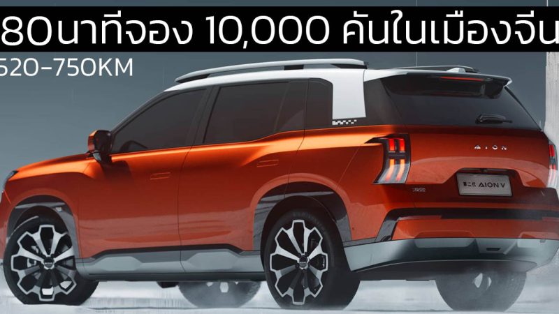80 นาทีจอง 10,000 คัน AION V-II SUV ไฟฟ้า 520 – 750 กม./ชาร์จ CLTC ขายจีน 645,000 – 943,000 บาท