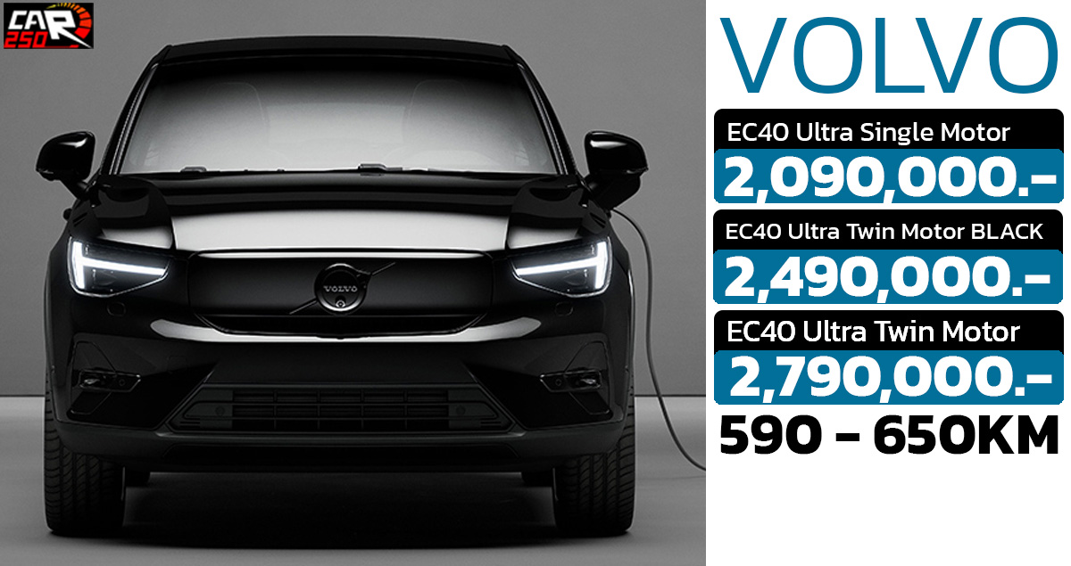 เปิดขายไทย 2.09 – 2.79 ล้านบาท VOLVO EC40 590 – 650 กม./ชาร์จ NEDC