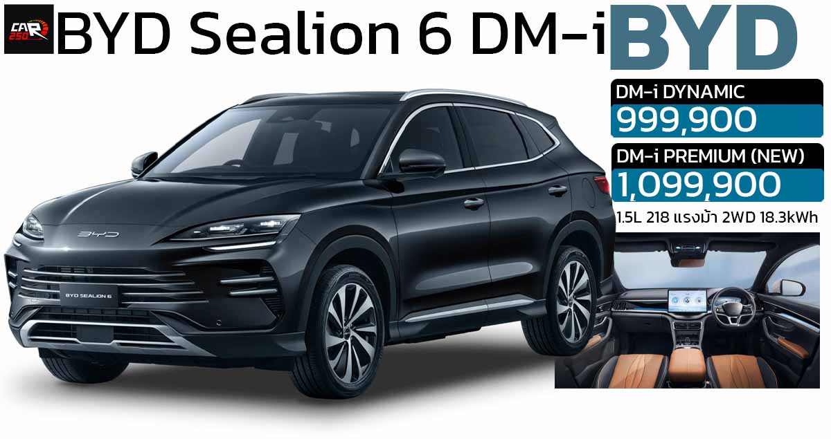 ปรับราคาเพิ่ม 60,000 บาทในไทย BYD Sealion 6 DM-i Plug-in Hybridน ราคา 999,900 – 1,099,000 บาท