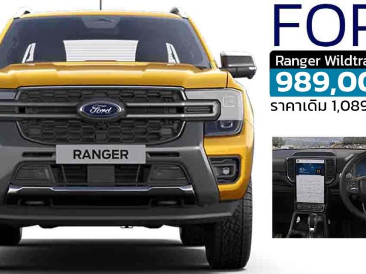 ลดราคาในไทย 100,000 บาท FORD Ranger Wildtrak 4×2 6AT เหลือ 989,000 บาท