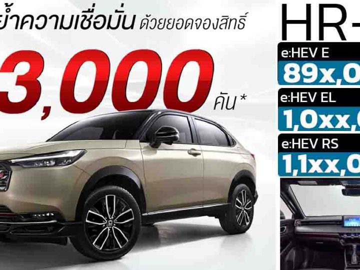 จองในไทย 3,000 คัน HONDA HR-V ไมเนอร์เชนจ์ เผยราคา 89x,000-1,1xx,000 บาท