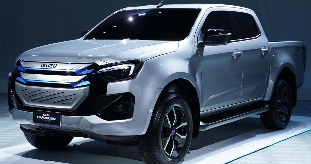 ISUZU D-MAX EV มอเตอร์ไฟฟ้าคู่ 177 แรงม้า แบตเตอรี่ 66.9kWh คาดวิ่งได้ 300 กม./ชาร์จ ก่อนเปิดตัวอีกปีกว่าๆ