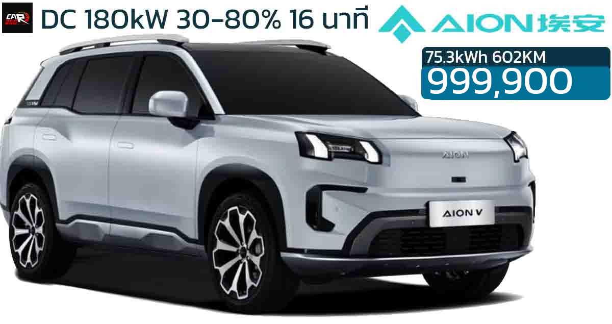 เปิดขายไทย 999,900 บาท AION V ใหม่ 602 กม./ชาร์จ คู่แข่ง Geely EX5 , NETA X , ATTO 3 , Omoda C5