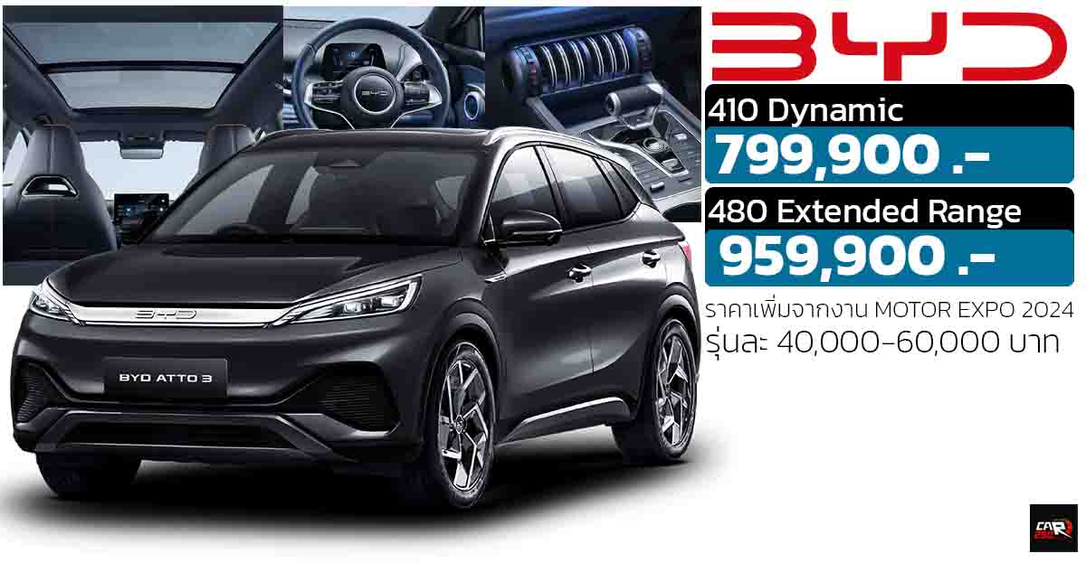 ปรับราคาเพิ่ม 60,000 บาท BYD ATTO 3 ราคา 799,900 – 559,900 บาท วิ่งได้ 410 – 480 กม./ชาร์จ NEDC